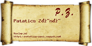 Patatics Zénó névjegykártya